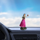 Maxbell Girl in Skirt Statue Artwork Resin Figurine with Base for Office Shelf Study Red Dancing