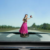 Maxbell Girl in Skirt Statue Artwork Resin Figurine with Base for Office Shelf Study Red Dancing
