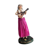 Maxbell Girl in Skirt Statue Artwork Resin Figurine with Base for Office Shelf Study Red Playing Guitar