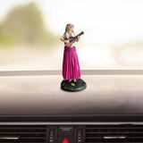 Maxbell Girl in Skirt Statue Artwork Resin Figurine with Base for Office Shelf Study Red Playing Guitar