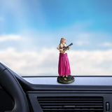 Maxbell Girl in Skirt Statue Artwork Resin Figurine with Base for Office Shelf Study Red Playing Guitar