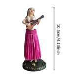 Maxbell Girl in Skirt Statue Artwork Resin Figurine with Base for Office Shelf Study Red Playing Guitar