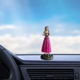 Maxbell Girl in Skirt Statue Artwork Resin Figurine with Base for Office Shelf Study Red Standing