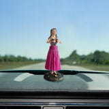 Maxbell Girl in Skirt Statue Artwork Resin Figurine with Base for Office Shelf Study Red Standing