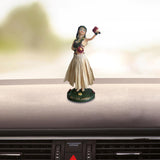 Maxbell Girl in Skirt Statue Artwork Resin Figurine with Base for Office Shelf Study Beige Dancing