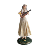 Maxbell Girl in Skirt Statue Artwork Resin Figurine with Base for Office Shelf Study Beige Playing Guitar