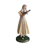 Maxbell Girl in Skirt Statue Artwork Resin Figurine with Base for Office Shelf Study Beige Playing Guitar
