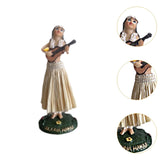 Maxbell Girl in Skirt Statue Artwork Resin Figurine with Base for Office Shelf Study Beige Playing Guitar