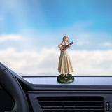 Maxbell Girl in Skirt Statue Artwork Resin Figurine with Base for Office Shelf Study Beige Playing Guitar