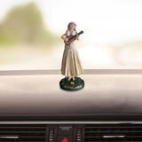 Maxbell Girl in Skirt Statue Artwork Resin Figurine with Base for Office Shelf Study Beige Playing Guitar