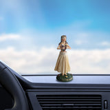 Maxbell Girl in Skirt Statue Artwork Resin Figurine with Base for Office Shelf Study Beige Standing