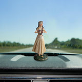 Maxbell Girl in Skirt Statue Artwork Resin Figurine with Base for Office Shelf Study Beige Standing