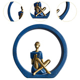 Maxbell Girl Figurine Desk Bedroom Cafe Table Centerpieces Cabinet Shop Women Statue Blue Reading