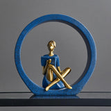 Maxbell Girl Figurine Desk Bedroom Cafe Table Centerpieces Cabinet Shop Women Statue Blue Reading