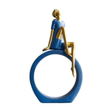 Maxbell Girl Figurine Desk Bedroom Cafe Table Centerpieces Cabinet Shop Women Statue Blue Thinker
