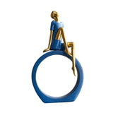 Maxbell Girl Figurine Desk Bedroom Cafe Table Centerpieces Cabinet Shop Women Statue Blue Thinker
