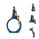 Maxbell Girl Figurine Desk Bedroom Cafe Table Centerpieces Cabinet Shop Women Statue Blue Thinker