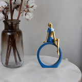 Maxbell Girl Figurine Desk Bedroom Cafe Table Centerpieces Cabinet Shop Women Statue Blue Thinker