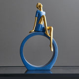 Maxbell Girl Figurine Desk Bedroom Cafe Table Centerpieces Cabinet Shop Women Statue Blue Thinker