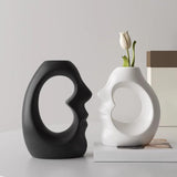 Maxbell 2x Flower Vases Resin Flower Arrangement Decorative for Bouquet Entry Mantel Black and White