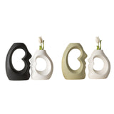 Maxbell 2x Flower Vases Resin Flower Arrangement Decorative for Bouquet Entry Mantel Black and White