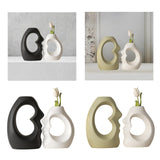 Maxbell 2x Flower Vases Resin Flower Arrangement Decorative for Bouquet Entry Mantel Black and White