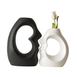 Maxbell 2x Flower Vases Resin Flower Arrangement Decorative for Bouquet Entry Mantel Black and White