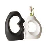 Maxbell 2x Flower Vases Resin Flower Arrangement Decorative for Bouquet Entry Mantel Black and White