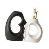 Maxbell 2x Flower Vases Resin Flower Arrangement Decorative for Bouquet Entry Mantel Black and White