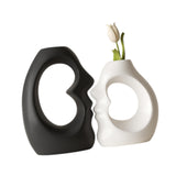 Maxbell 2x Flower Vases Resin Flower Arrangement Decorative for Bouquet Entry Mantel Black and White