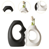 Maxbell 2x Flower Vases Resin Flower Arrangement Decorative for Bouquet Entry Mantel Black and White