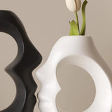 Maxbell 2x Flower Vases Resin Flower Arrangement Decorative for Bouquet Entry Mantel Black and White