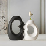 Maxbell 2x Flower Vases Resin Flower Arrangement Decorative for Bouquet Entry Mantel Black and White