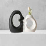 Maxbell 2x Flower Vases Resin Flower Arrangement Decorative for Bouquet Entry Mantel Black and White