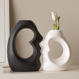 Maxbell 2x Flower Vases Resin Flower Arrangement Decorative for Bouquet Entry Mantel Black and White