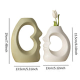 Maxbell 2x Flower Vases Resin Flower Arrangement Decorative for Bouquet Entry Mantel Beige and white
