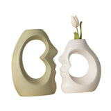 Maxbell 2x Flower Vases Resin Flower Arrangement Decorative for Bouquet Entry Mantel Beige and white