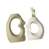 Maxbell 2x Flower Vases Resin Flower Arrangement Decorative for Bouquet Entry Mantel Beige and white