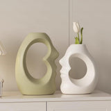 Maxbell 2x Flower Vases Resin Flower Arrangement Decorative for Bouquet Entry Mantel Beige and white