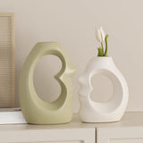 Maxbell 2x Flower Vases Resin Flower Arrangement Decorative for Bouquet Entry Mantel Beige and white