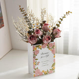 Maxbell Book Shaped Decorative Vase Artistic Flowerpot for Flowers Hallway Farmhouse Style D