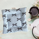 Maxbell Cloth Bow Printed Coaster Dinnerware Tabletop Protection for Cafe Pot Blue