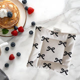 Maxbell Cloth Bow Printed Coaster Dinnerware Tabletop Protection for Cafe Pot White