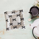 Maxbell Cloth Bow Printed Coaster Dinnerware Tabletop Protection for Cafe Pot White