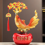 Maxbell Resin Statue Collection Gifts Prosperity Figurine for Indoor Bedroom Desktop Fish