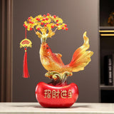 Maxbell Resin Statue Collection Gifts Prosperity Figurine for Indoor Bedroom Desktop Fish