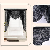 Maxbell Waterfall Window Valance Elegant Vintage Design for Living Room Kitchen Cafe Width 100cm