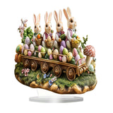 Maxbell Easter Acrylic Rabbits Ornament 2D Easter Decoration for Home Office Bedroom