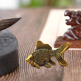 Maxbell Brass Fish Goldfish Animal Statue Small Collectible Gift for Home Car Office