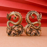 Maxbell Brass Dragon Figurine Feng Shui Brass Decor for Book Shelf Bookcase Tabletop